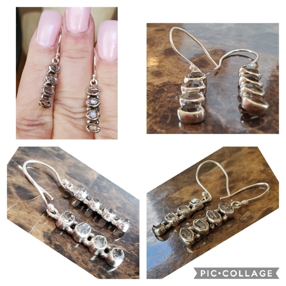 Genuine Herkimer Diamond Earrings - Picture 3 of 5